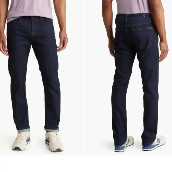 7 For All Mankind Straight Leg Dark Wash Blue jeans Size 31X34 Active Sport - Picture 1 of 6